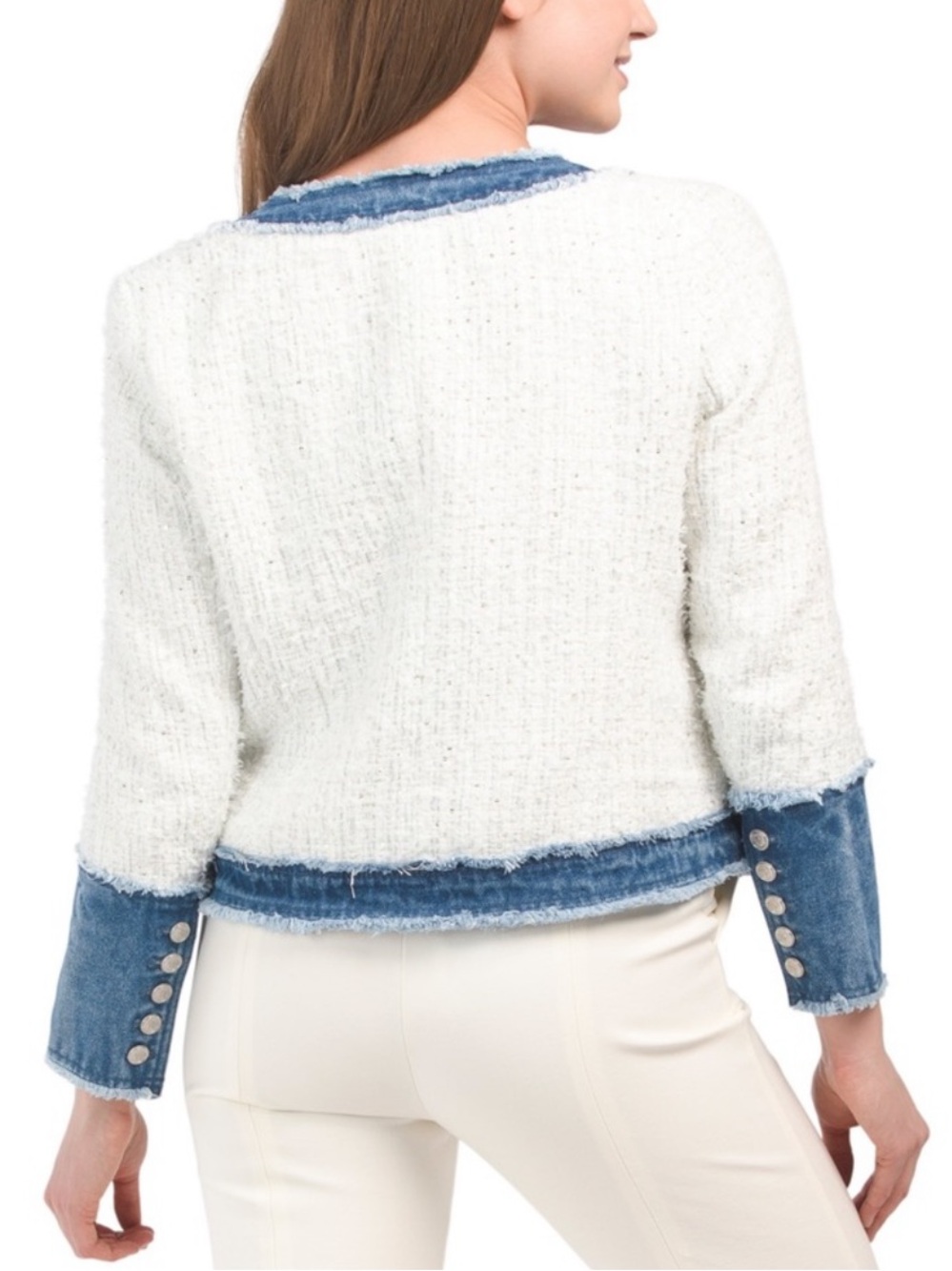 NANETTE NANETTE LEPORE denim trimmed Boucle Jacket - Picture 3 of 6